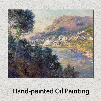 Импресионистично пейзажно платно изкуство Монте Карло, видяно от Рокбрюн Клод Моне Живопис Ръчно рисувани маслени произведения на изкуството Стенен декор