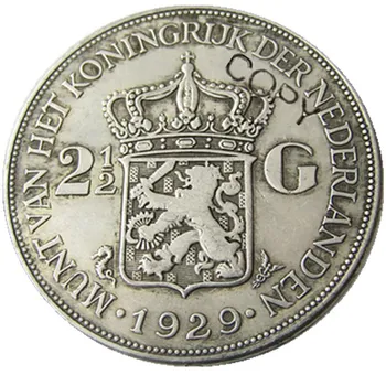 Холандия 1929 2 1/2 Gulden Wilhelmina посребрено копие декоративна монета