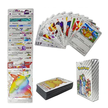 Pokemon карти Испански Немски Френски Английски 6 Видове Vmax GX енергийна карта Charizard Рядка колекция Battle Trainer Game Card Boxed
