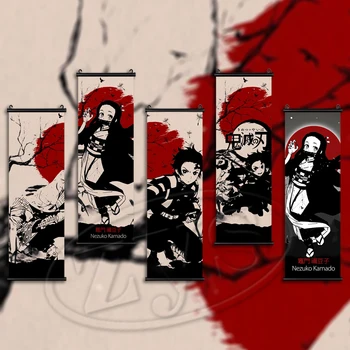 Стенопис аниме HD печат Начало Demon Slayer плакати платно произведения на изкуството Kamado Nezuko модулна картина висящи свитъци стая декор