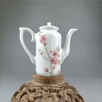 Китайски Famille Rose порцелан слива цвят дизайн чайник 5.12 инча