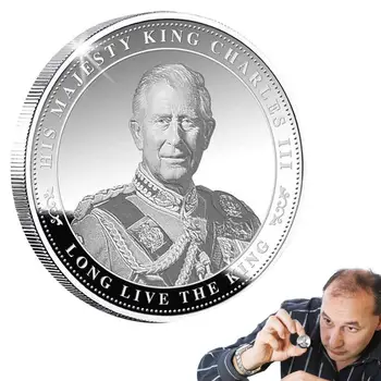 Кралят на Англия Чарлз III Посребрена възпоменателна монета в държач Великобритания Royal Challenge монети ключодържател сувенирен подарък