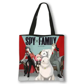 Жени Хараджуку Шпионин x Семейно платно SPYFAMILY аниме чанта Аня Smug SpyFamily чанти за рамо Чанта за пазаруване с голям капацитет Подарък
