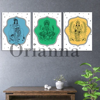 Хиндуистката богиня Ганеша Лакшми Бог Кришна Модерни картини за стена Плакати Всекидневна Спалня Йога Студио Декор Живопис
