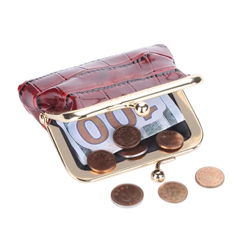 Стилен гланцови раирани метални клип монета чанта многофункционални преносими чанта за съхранение за кола ключ монета