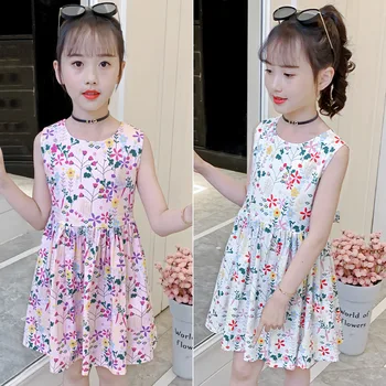 Корейско детско облекло 2023Лятна детска рокля Твърда памучна детска рокля без ръкави Sundress Slip Dress Fashion Clothing