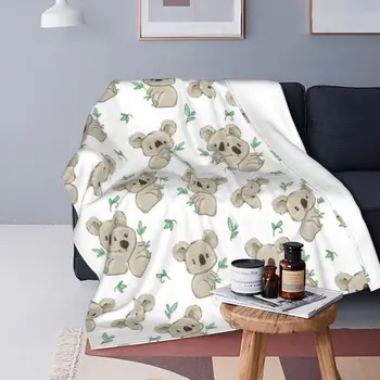 Ръчно рисувани сладки одеяла от коала Корал руно плюшена пролет есен австралийски меки хвърлят одеяло за легло офис легла хвърля