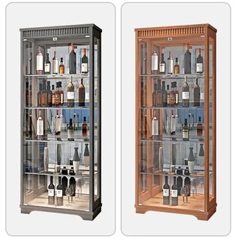 Масивна дървесина стъкло вино кабинет дисплей кабинет хол у дома модерен минималистичен шкаф китайски вино кабинет
