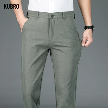 KUBRO 2023 Есен Марка Мъжки костюм Панталони Ластик Класическа мода Нови 6 цвята Тънък причинно-следствен товар Прав крак панталони мъжки