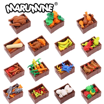 Marumine Мини храна маса блок части MOC модел печено пиле хот-дог банан череша плодове зеленчуци класически съставки играчки