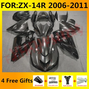 Комплект обтекатели за мотоциклети за нинджа ZX-14R 2006 2007 2008 2009 2010 2011 ZX14R zx 14r 06 07 08 каросерия обтекател комплект сив черен