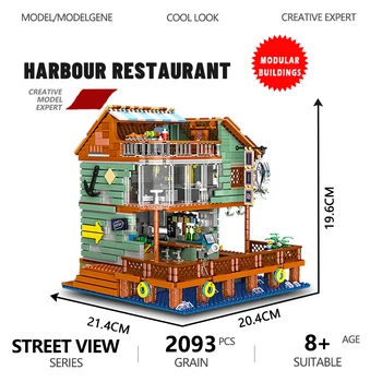 MINI Ресторант Брикс Харбър Fishman's Wharf Модел градивни блокове Творчески експертни идеи City Street View Играчки за деца Подаръци