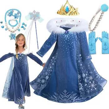 Вдъхновено приключение на Олаф Фантазия Елза зимна рокля за момичета Замразени карнавал косплей Хелоуин сняг кралица деца принцеса Вестидос