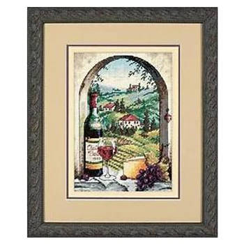 Amishop Прекрасен сладък броен кръстат бод комплект Dreaming Of Tuscany Vineyard Grapery Vinery Wine Grape Village Dim 06972 6972