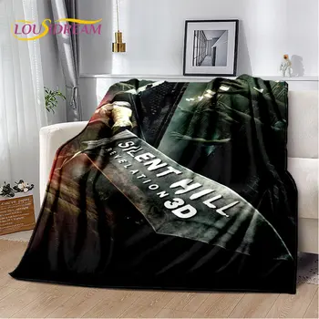 Silent Hill Horror Movie Games Меко плюшено одеяло, фланелено одеяло за хол спалня легло диван пикник покритие