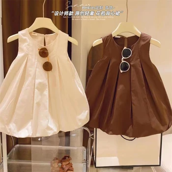 Рокля за момичета Лятна рокля на принцеса без ръкави Корейски детски рокли Детски дрехи Ново бебе момиче рокля Vestidos 2 3 4 5 6 7Yrs