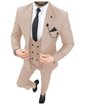 Нов прорез мъжки костюми 2-парче ревера случайни смокинги за сватба Groomsmen костюми мъже 2023 (блейзър + панталони)