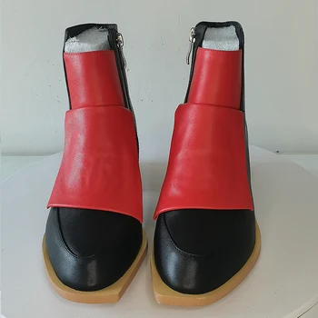 Дамски боти до глезена плюс размер обувки 22-26.5cm Индивидуален дизайн неправилна подметка дамски обувки 2-цветни шевни обувки за жени